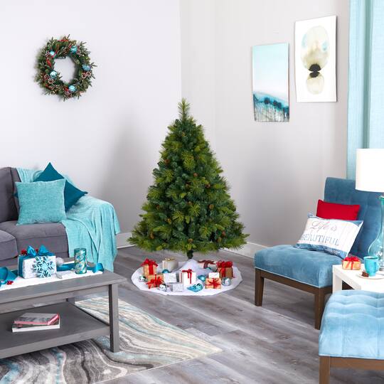 5ft. Pre-Lit North Carolina Mixed Pine Artificial Christmas Tree, Warm White LED Lights